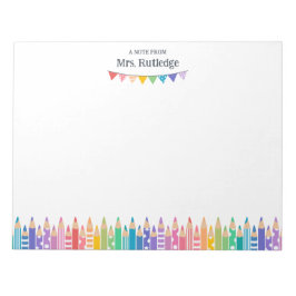 Fun Colored Pencils Note From School Teacher Notizblock