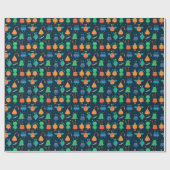 Fun Colorful Alien Pattern für Kinder auf blauem P Geschenkpapier (Flach)