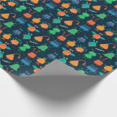 Fun Colorful Alien Pattern für Kinder auf blauem P Geschenkpapier (Ecke)