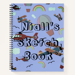 Fun Colorful Aviation Personalisiert Sketch Book Notizblock