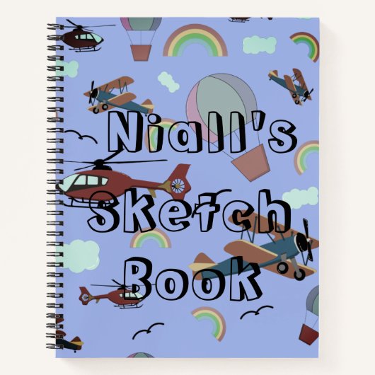 Fun Colorful Aviation Personalisiert Sketch Book Notizblock (Vorderseite)