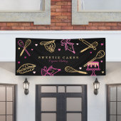 Fun Colorful Baking & Cooking Utensil Black & Gold Banner