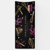 Fun Colorful Baking & Cooking Utensil Black & Gold Banner (Vertikal)