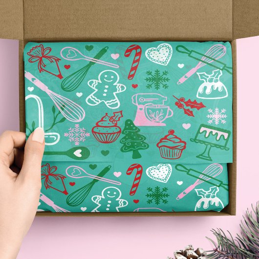 Fun Colorful Baking & Cooking Utensil Christmas Seidenpapier