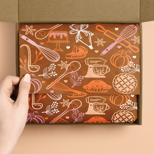 Fun Colorful Baking & Cooking Utensil Thanksgiving Seidenpapier