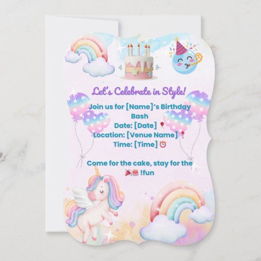 Fun & Colorful Birthday Invitation – Party Celebra Einladung (Vorderseite)