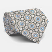 Fun Colorful Blue Ivory Pattern Krawatte (Gerollt)