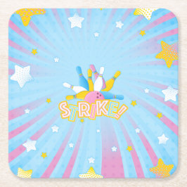 Fun & Colorful Bowling Party Rechteckiger Pappuntersetzer