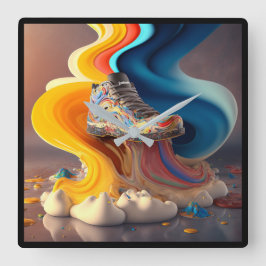 Fun Colorful Candy Clock Quadratische Wanduhr