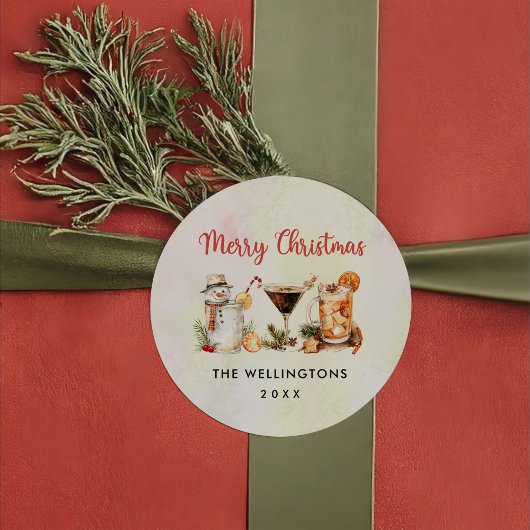 Fun Colorful Christmas Cocktail Party Runder Aufkleber