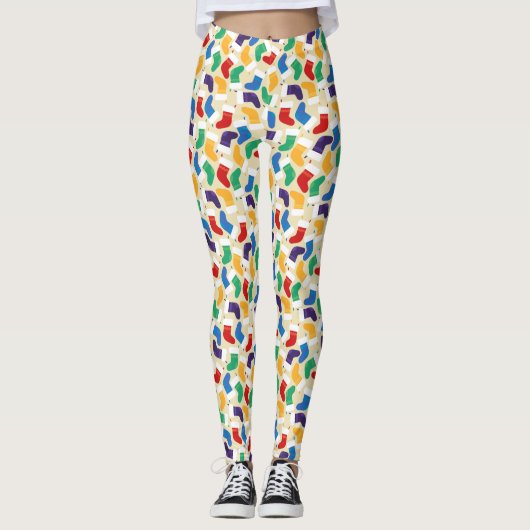 Fun Colorful Christmas Strumpf Pattern Leggings (Vorderseite)