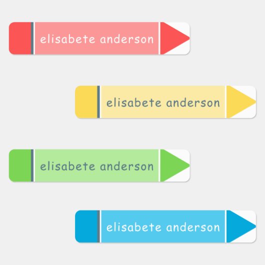 Fun Colorful Crayon Individuelle Name Tags Wasserd Etiketten (Gruppe)