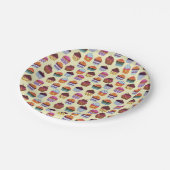 Fun Colorful Cupcakes Illustrationsmuster Pappteller (Schrägansicht)