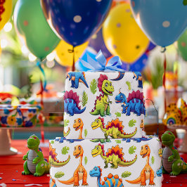 Fun Colorful Dinosaur Themed Dino-Mite Geschenkpapier
