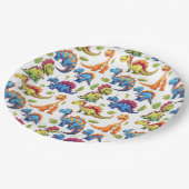 Fun Colorful Dinosaur Themed Dino-Mite Pappteller (Schrägansicht)