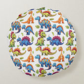Fun Colorful Dinosaur Themed Dino-Mite Rundes Kissen (Rückseite)