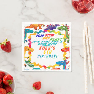Fun Colorful Dinosaur Themed Dino-Mite Serviette