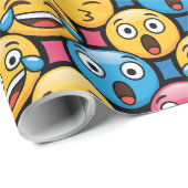 Fun Colorful Emoji Faces Geschenkpapier (Rolleneckpunkt)