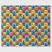 Fun Colorful Emoji Faces Geschenkpapier (Flach)