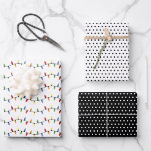 Fun Colorful Festive Party String Lights Pattern Geschenkpapier Set