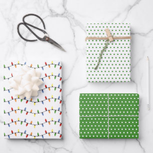 Fun Colorful Festive Party String Lights Pattern Geschenkpapier Set