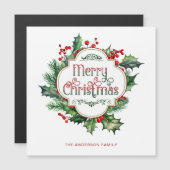 Fun Colorful Frohe Weihnachts Holly Script Magnetkarte (Vorne/Hinten)