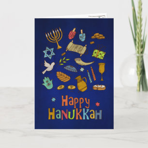 Fun Colorful Happy Hanukkah Card Karte