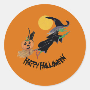 Fun Colorful HexenHalloween Runder Aufkleber
