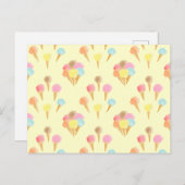 Fun Colorful Ice Creme Cone Muster auf Gelb Postkarte (Vorne/Hinten)