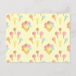 Fun Colorful Ice Creme Cone Muster auf Gelb Postkarte