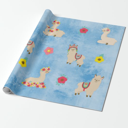 Fun Colorful Llama Alpaca Trendy Populär Geschenkpapier (Ungerollt)