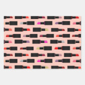 Fun & Colorful Makeup Lipstick-Kosmetikmuster Geschenkpapier Set (Vorderseite 3)