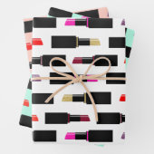 Fun & Colorful Makeup Lipstick-Kosmetikmuster Geschenkpapier Set (Beispiel)