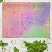 Fun Colorful Ombre Pastel Mermaid Muster Geschirrtuch (Gefaltet)