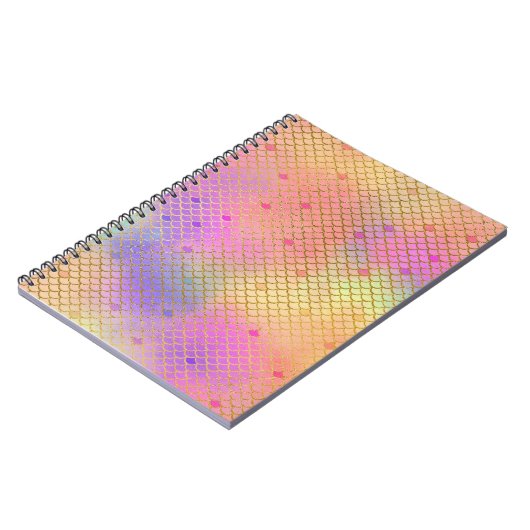 Fun Colorful Ombre Pastel Mermaid Muster Notizblock (Linke Seite)