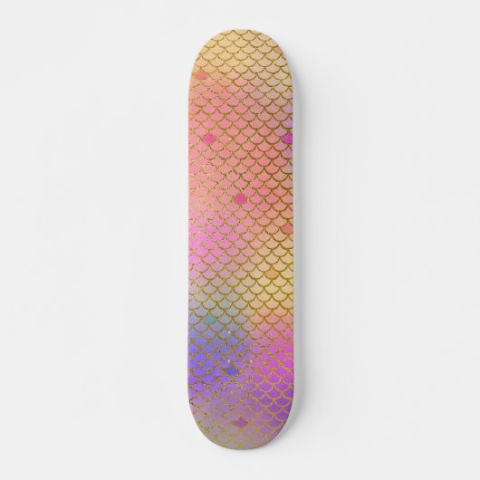 Fun Colorful Ombre Pastel Mermaid Muster Skateboard (Vorne)