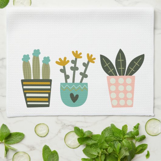 Fun Colorful Pflanze Cactus Geschirrtuch (Gefaltet)