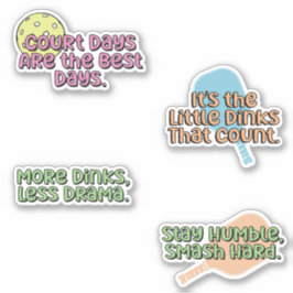Fun Colorful Pickleball Player Sticker Pack