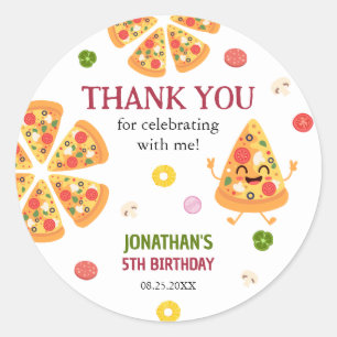 Fun Colorful Pizza Party Kindergeburtstag Runder Aufkleber