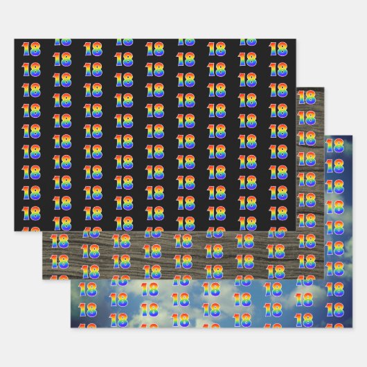 Fun, Colorful, Rainbow Spectrum Pattern 18 Event # Geschenkpapier Set (Set)
