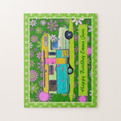 Fun Colorful Retro Coach Camper Happy Birthday Puzzle (Vertikal)