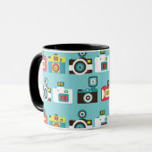 Fun Colorful Retro Lomo Kameras Muster (Blau) Tasse (Vorderseite Links)