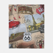 Fun Colorful Route 66 Collage Muster Fleecedecke (Vorderseite)