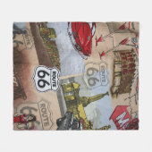 Fun Colorful Route 66 Collage Muster Fleecedecke (Vorderseite (Horizontal))