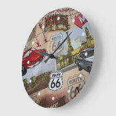 Fun Colorful Route 66 Collage Muster Große Wanduhr (Winkel)