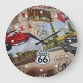 Fun Colorful Route 66 Collage Muster Große Wanduhr (Vorderseite)