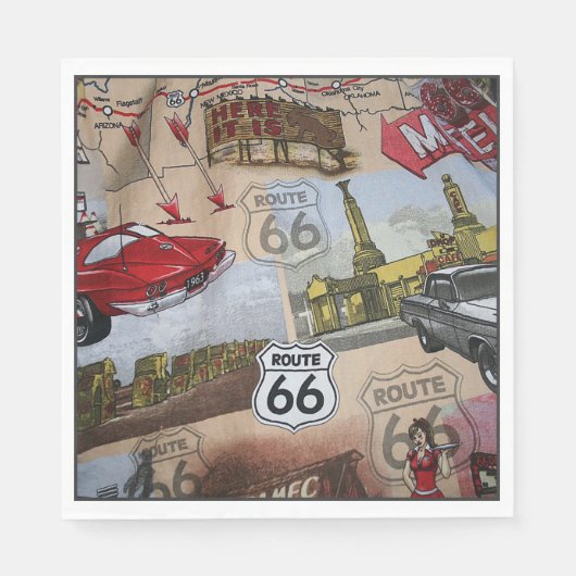 Fun Colorful Route 66 Collage Muster Serviette (Vorderseite)