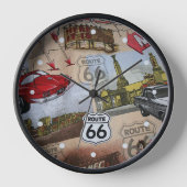 Fun Colorful Route 66 Collage Muster Uhr (Vorderseite)