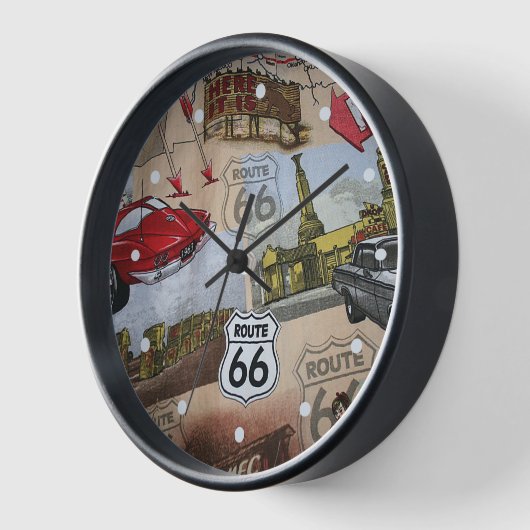 Fun Colorful Route 66 Collage Muster Uhr (Winkel)
