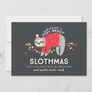 Fun colorful Sloth Christmas Feiertagskarte